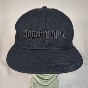 Jagermeister Baseball Hat Flat Bill Mens Fitted Size M/L Wool/Cotton Black